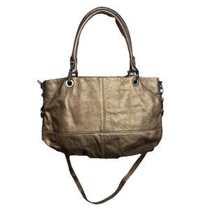 Tignanello Iconic Brass Metallic Convertible Bag Crossbody Or Handbag